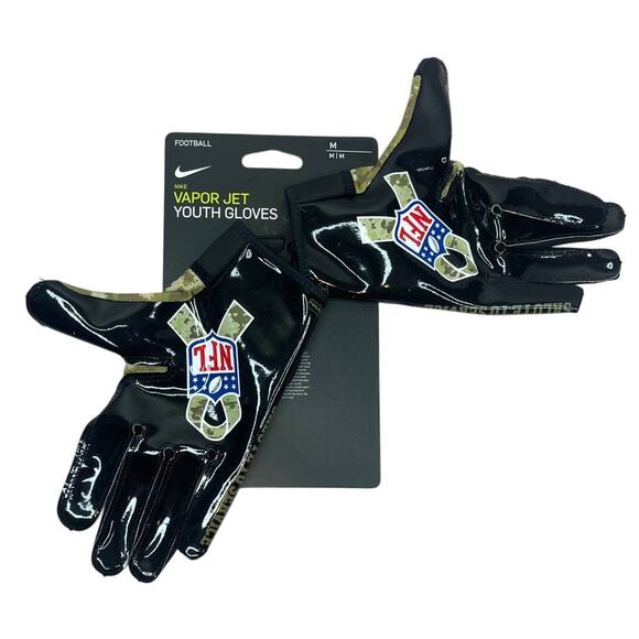 NWT Nike Vapor 6.0 Jet Football Gloves NFL Logo Salute To Service Camo Youth Med - Picture 4 of 7